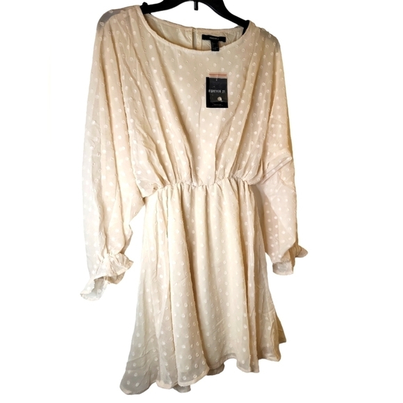 NWT Forever 21 Swiss Dot Cream/off white Small dress - Picture 7 of 11
